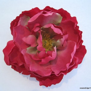 5" Fuchsia rosa Salbei Pfingstrose Seide Blume Haarspange