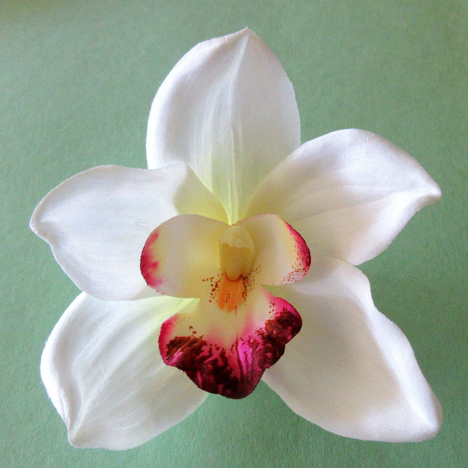 Large Cream White Orchid Silk Flower Brooch Pin | Etsy