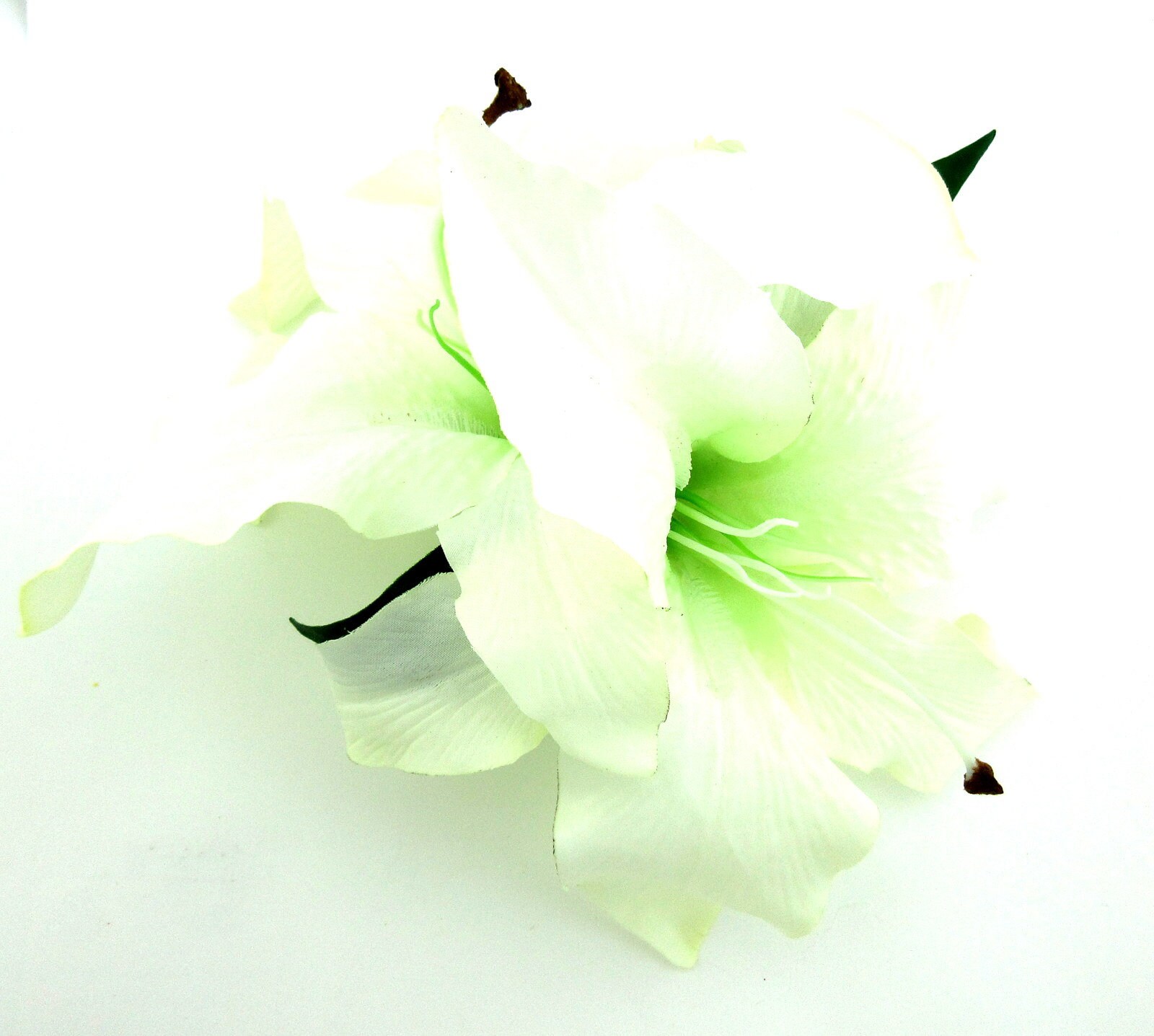 Large Double 7.5 Tropical White Silk Lily Hair Clip Leaf Etsy