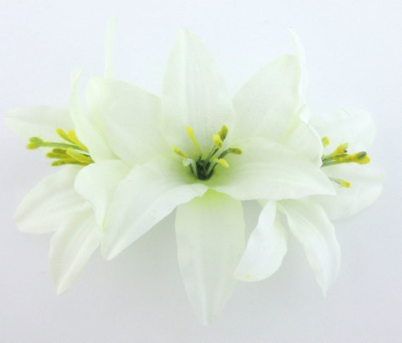 3.5/" White Cream Lily Silk Flower Brooch Pin Hat,Scarf