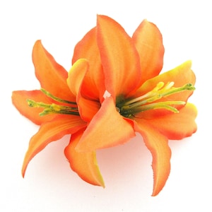 Tropical Double Orange Lily Silk Flower Hair Clip