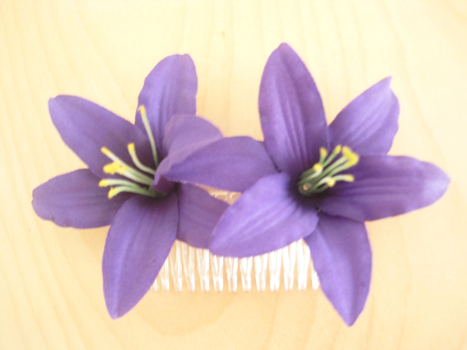 Double Cream White 3.5 Lily Silk Flower Hair Comb Etsy