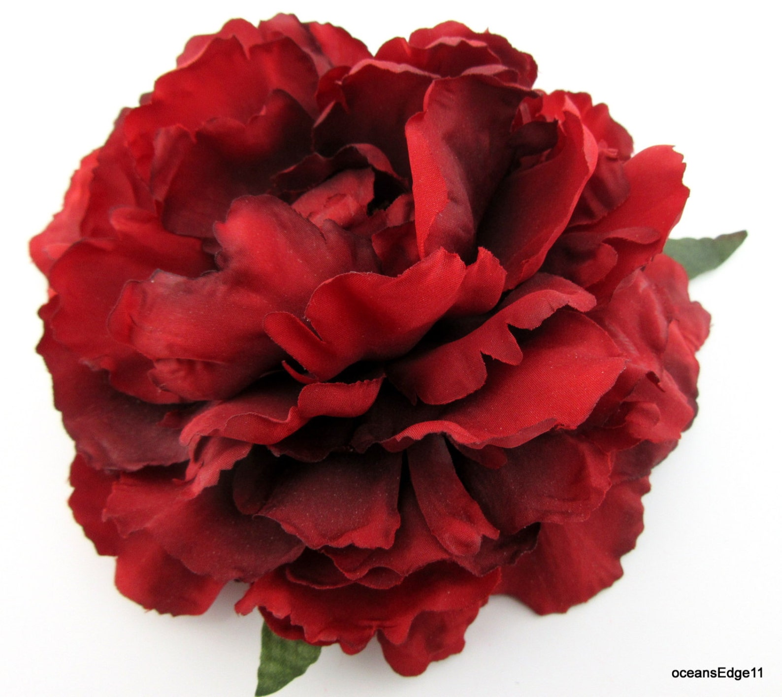 6 Rich Red Peony Poly Silk Flower Hair Clip Etsy