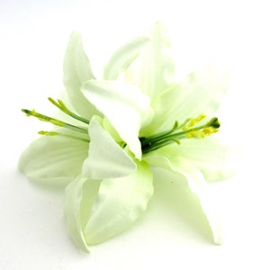 Romantic Double White Cream Lily Silk Flower Hair Clip