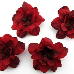 Four Ruby Red Apple Blossom Hair Clip Lot, 2.5&quot; each,Pin Up,Updo