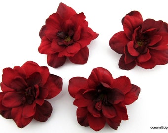 Four Ruby Red Apple Blossom Hair Clip Lot, 2.5" each,Pin Up,Updo