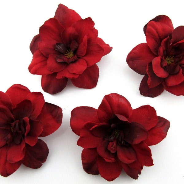 Four Ruby Red Apple Blossom Hair Clip Lot, 2.5" each,Pin Up,Updo