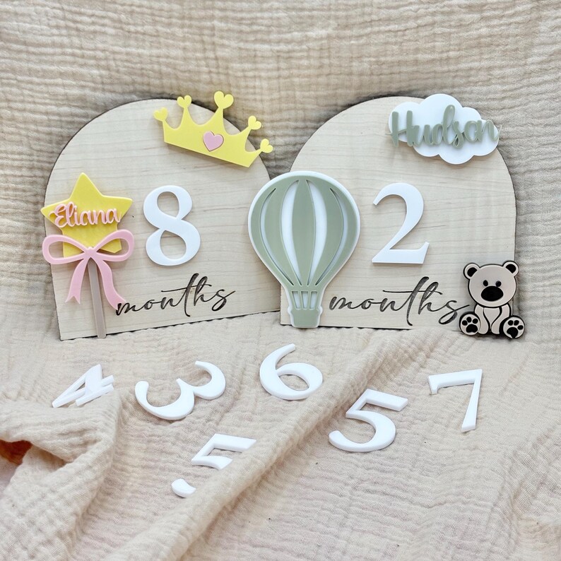 Monthly Milestone Signs | Princess Sign | Bear Hot Air Balloon Sign ...