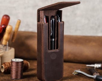 3 Fountain pen case, leather pen case for travel, Gift for Birthday Anniversary Christmas Day