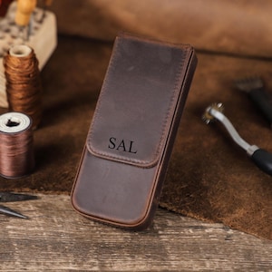 Estuche para 3 plumas estilográficas, organizador de viaje de cuero para bolígrafos, caja para lápices hecha a mano, portalápices personalizado, regalo para escritores.