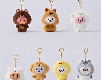 BTS BT21 Plush Keychain, Cute Kpop BT21 Koya Rj Shooky Mang Tata Chimmy Cooky Bag Charm, BTS Army Fan Gift, Concert Accessory Freebies