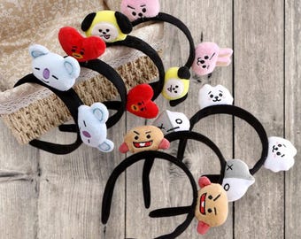 BTS BT21 Headband, Cute Kpop BT21 Koya Rj Shooky Mang Tata Chimmy Kooky Hair Band, BTS Army Fan Gift, Concert Accessory