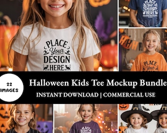 Halloween Kids T-Shirt Mockup Bundle  | Gildan Toddler & Youth Shirt Mockups  | Instant Download