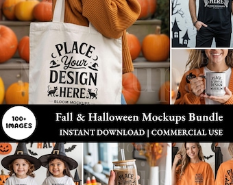 Fall & Halloween Mockup Bundle: T-Shirts, Mugs, Totes (Instant Download)