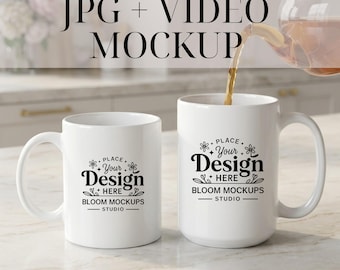 11oz 15oz Mug Mockup Video + JPG | Cozy Cottagecore Cup Stock Photo for Etsy Listing | MP4 Instant Digital Download
