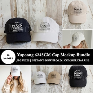 Yupoong 6245 CM klassieke honkbal Dad Hat mockup-bundel | Testmodellen truckerpet | Lijstfoto's afdrukken op aanvraag | Directe digitale JPG-download