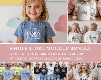 Mockup Bundle for Etsy Sellers, Whole Store Pack, T-Shirt, Mug, Wall Art, Tote Bag, Crewneck Mockups, Comfort Colors, Bella Canvas, Gildan