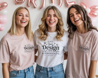 Bride Squad Shirt Mockup, Bachelorette Party Pink T-Shirt Mockup, Bridal Shirt Mockup, Instant Digital Download
