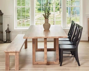 Solid Reclaimed Oak Dining Table, Rectangular Dining Table, Rectangular Barnwood Table, Modern Farmhouse Dining Table