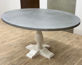 READY TO SHIP! Oval Zinc Top Pedestal Dining Table, Pedestal Dining Table,