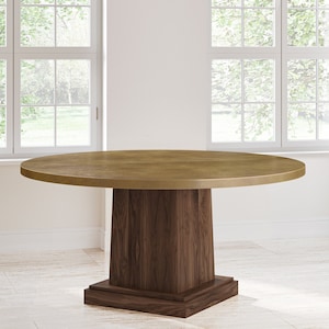 Round Brass Dining Table, Pedestal Dining Table
