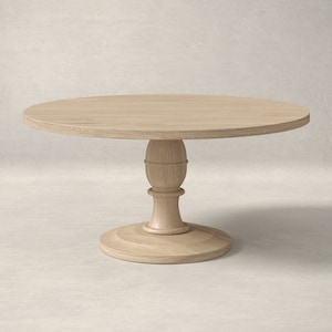 Round White Oak Dining Table, Pedestal Base