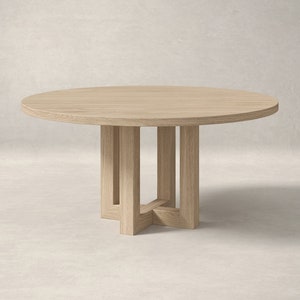 Round White Oak Dining Table, Pedestal Base