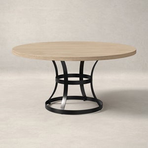 Round White Oak Dining Table, Pedestal Base