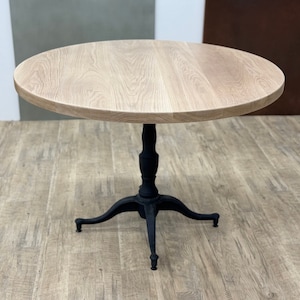 READY TO SHIP! Round White Oak Dining Table, Pedestal Base