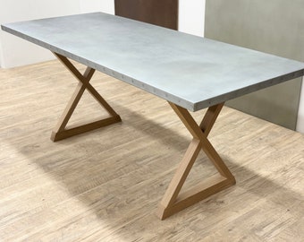 READY TO SHIP! 72"L Zinc Top Table or Desk, White Oak Desk, 2 Leg Metal Table
