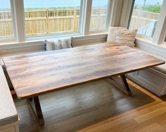 Reclaimed Wood Dining Table, Reclaimed Oak Table, 2 Leg, Rustic Dining Table