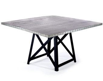 Zinc Top Dining Table, Pedestal Base