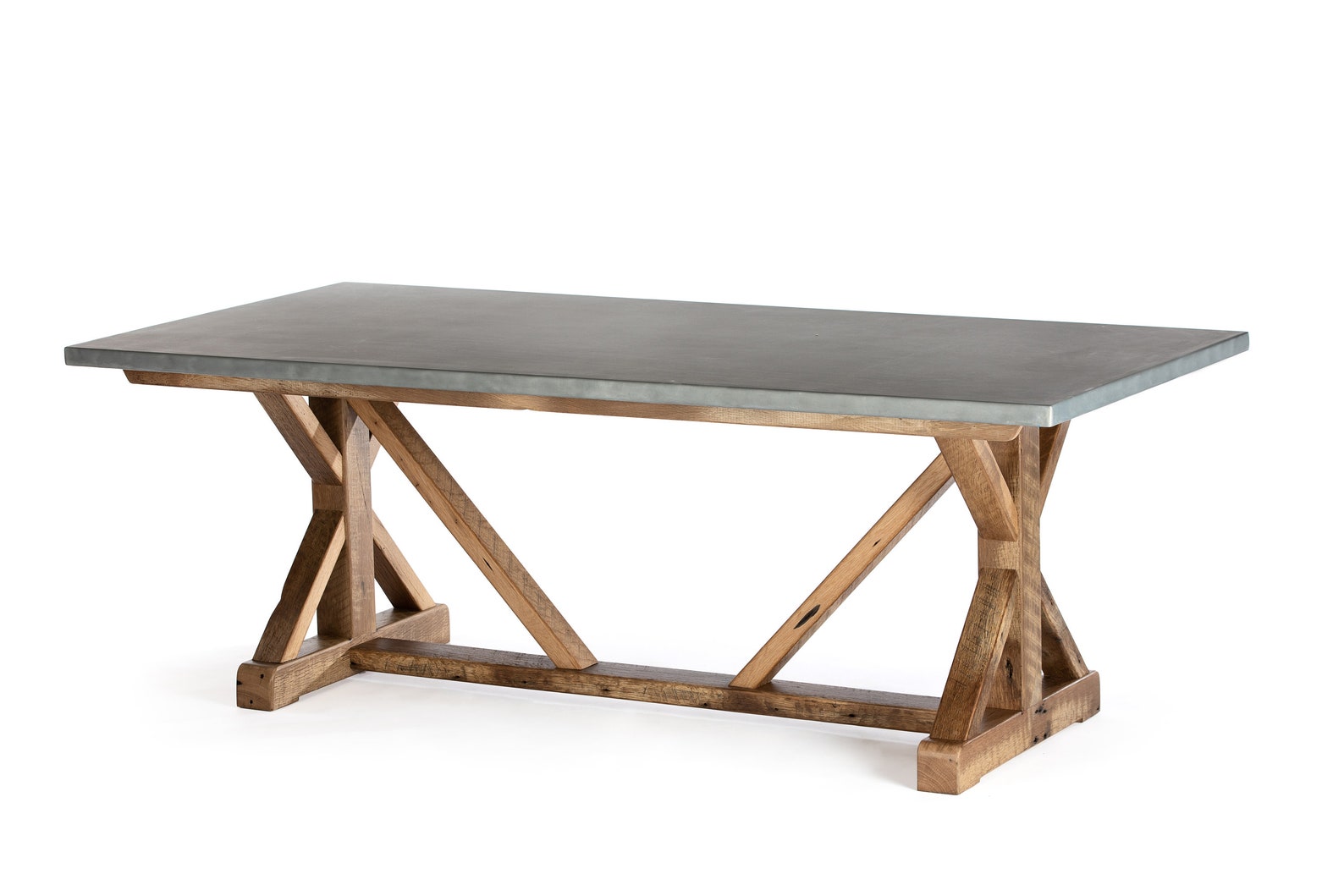 French Trestle Zinc Top Dining Table Custom Farmhouse Table Etsy