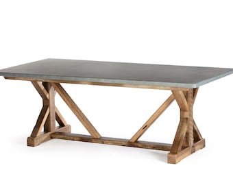 Zinc Top Dining Table, Trestle Style