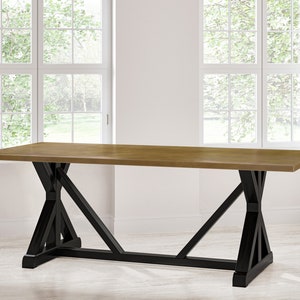 French Trestle Brass Top Dining Table- Brass Table - Brass Dining Table