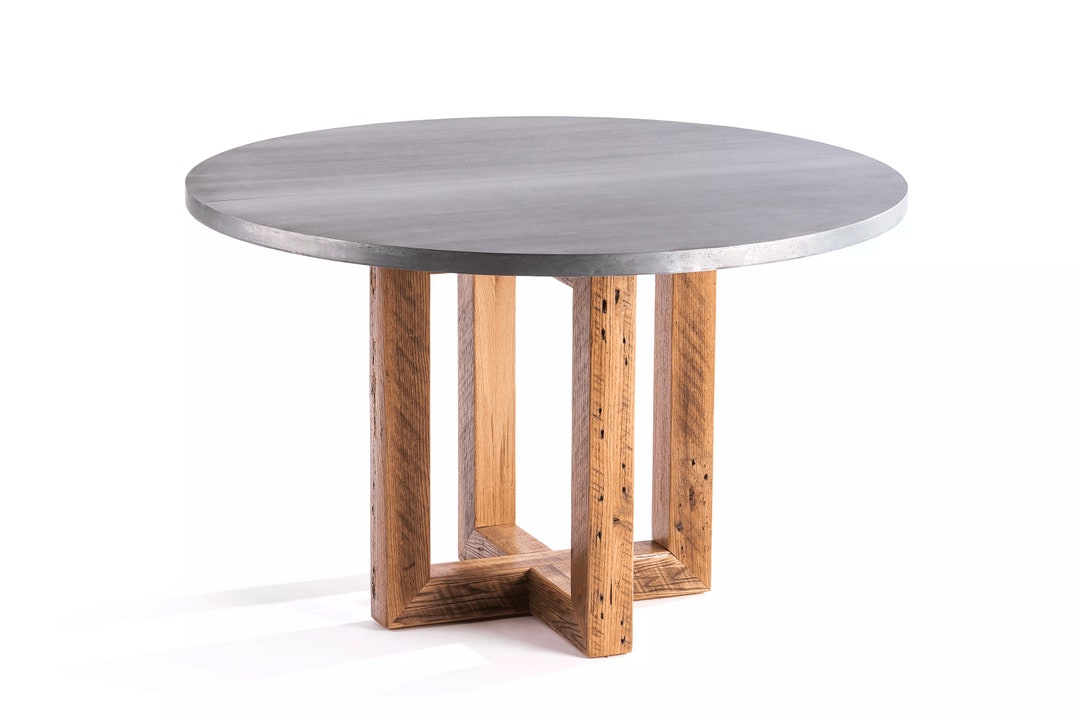 Round Zinc Top Pedestal Dining Table - Etsy