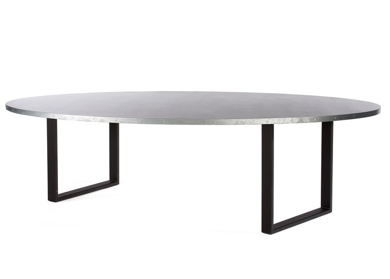 The Maddox OVAL Zinc Top Dining Table With Metal Base Zinc Etsy