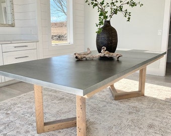 Zinc Top Dining Table, 2 Legged Base