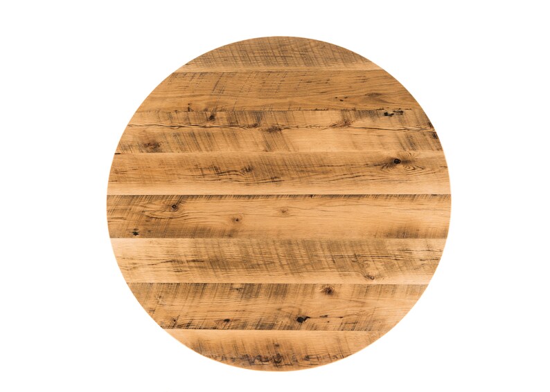 Round Reclaimed Wood Dining Table, Pedestal Base image 2