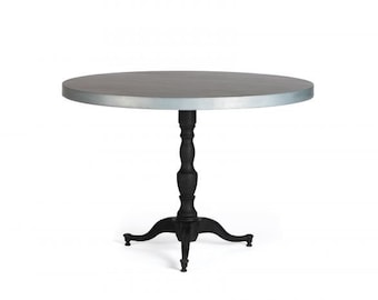 Round Zinc Top Table, Pedestal Dining Table