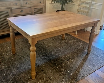 Solid Reclaimed Oak Dining Table, Rectangular Four legged Kitchen Table, Reclaimed Barnwood Table, Rustic Barnwood Kitchen Table