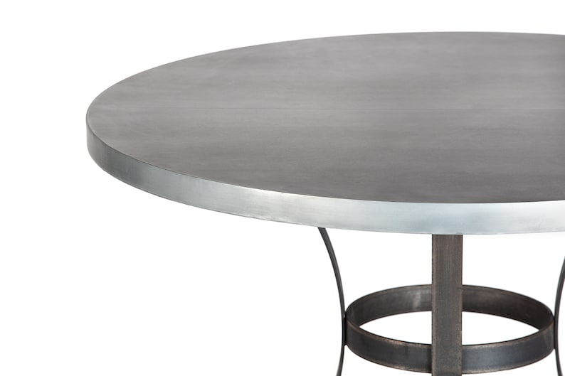 Madera Steel Ring Zinc Top Dining Table Round Zinc Table ...