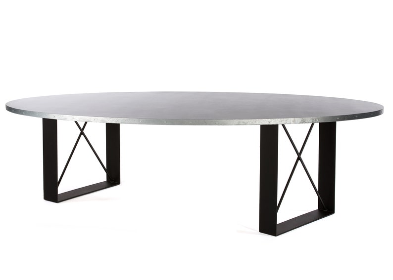 The SOHO Oval Zinc Top Dining Table With Metal Base Zinc Etsy