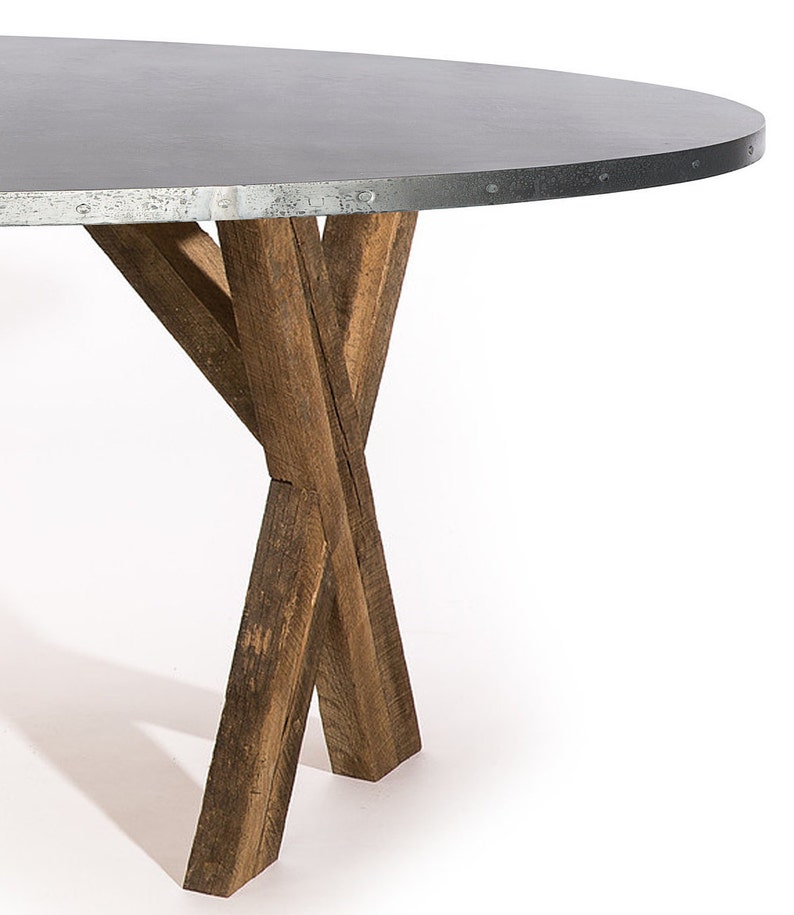 X Base Trestle Zinc Top OVAL Dining Table Zinc Dining Table Etsy