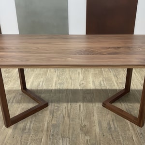 Black Walnut Dining Table, 2 Legged Base, Contemporary Walnut Table, Modern Walnut Table