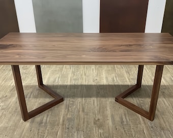 Black Walnut Dining Table, 2 Legged Base, Contemporary Walnut Table, Modern Walnut Table