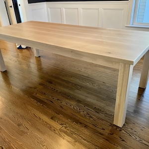 White Oak Dining Table, 4 Legged Table, White Oak Kitchen Table, Bleached White Oak Dining Table