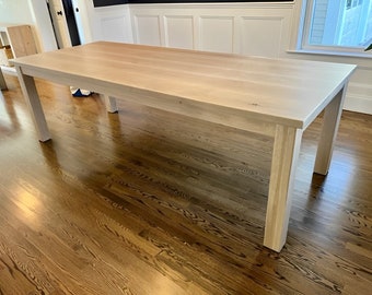 White Oak Dining Table, 4 Legged Table, White Oak Kitchen Table, Bleached White Oak Dining Table