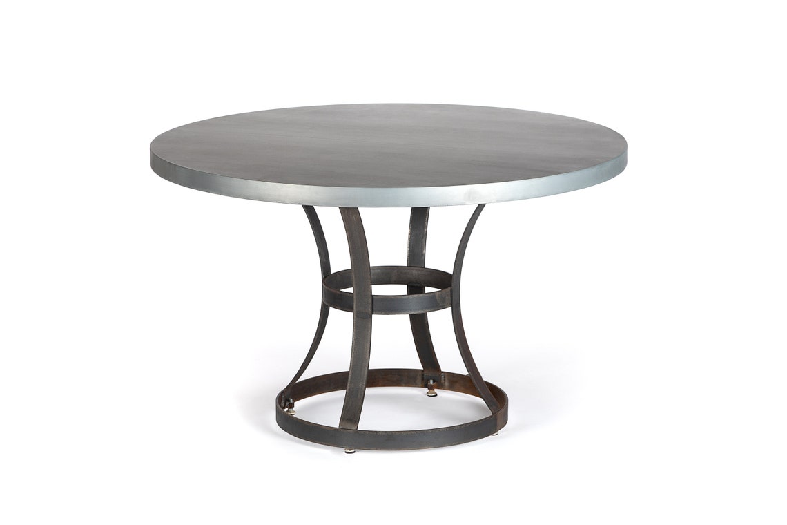 Madera Steel Ring Zinc Top Dining Table Round Zinc Table Etsy