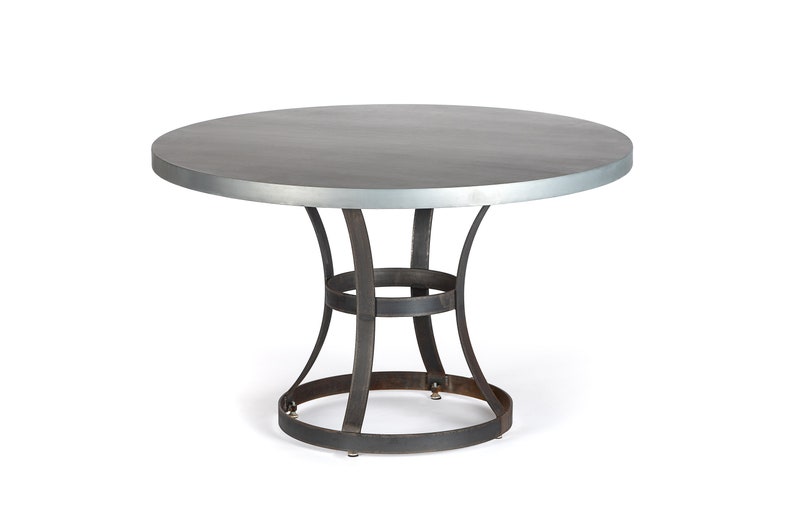 Madera Steel Ring Zinc Top Dining Table Round Zinc Table Etsy